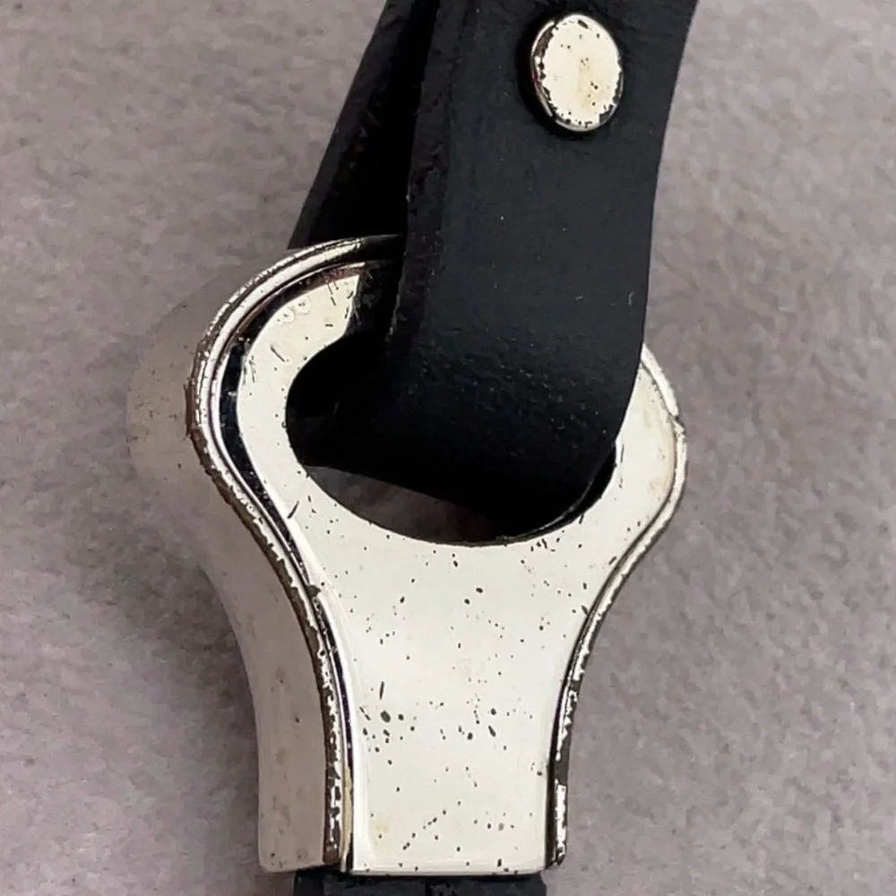 Authentic Louis Vuitton Monogram M6290 Bracelet – Black Leather W/Box & Dust Bag